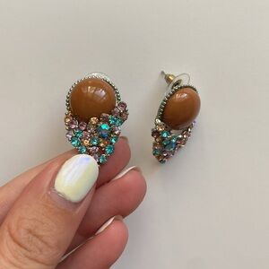 Elegant Brown and Multicolor Stone Earrings